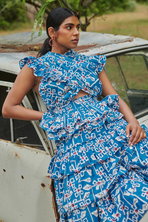 Criss Cross Desert Bluebell Long Dress