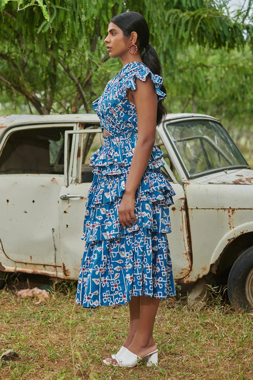 Criss Cross Desert Bluebell Long Dress