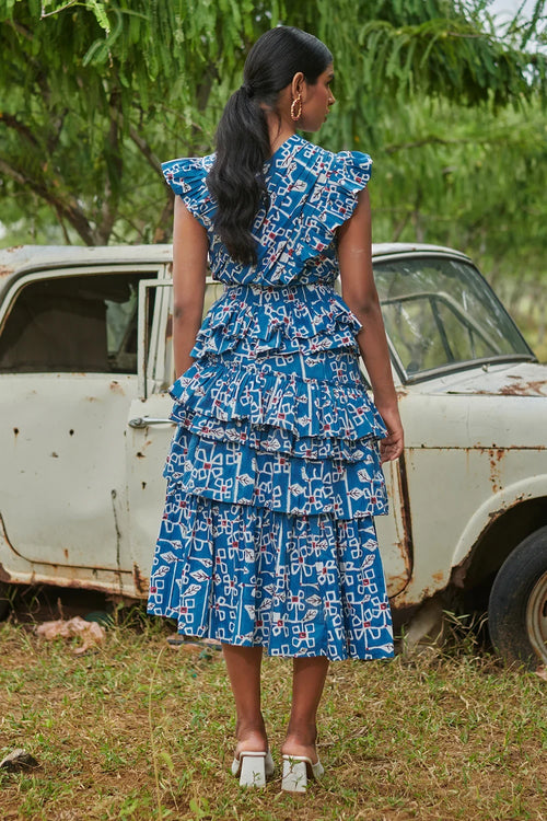 Criss Cross Desert Bluebell Long Dress