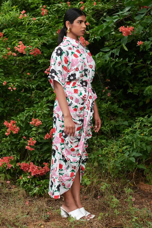 Jardin Spray Draped Shirt Dress