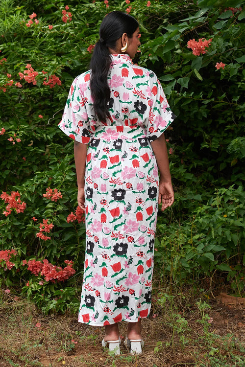 Jardin Spray Draped Shirt Dress