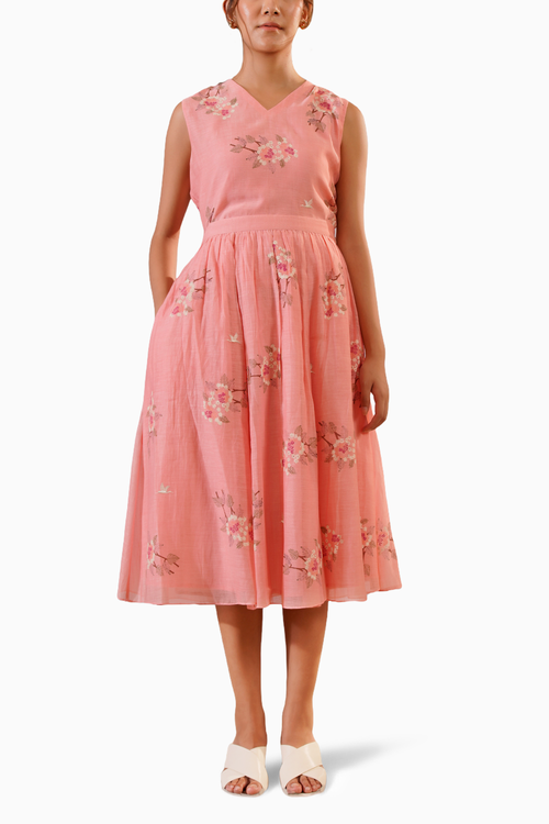 Pink Dahlia Block Print Top Skirt and Jacket