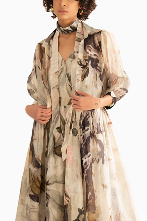 Scattered Petals Organza Throw With Overlap Dress