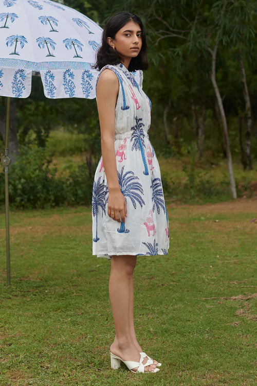 Pink Panther Pleated One Shoulder Tie Dress