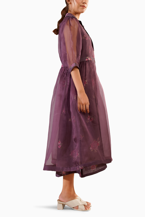 Lavender Scarlett Digital Print Printed Dress and Gathered Jacket