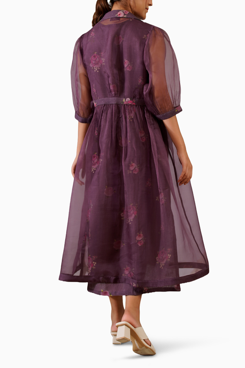 Lavender Scarlett Digital Print Printed Dress and Gathered Jacket