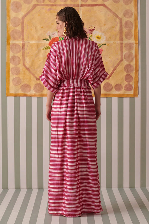 Blush Stripes Draped Shirt Dress