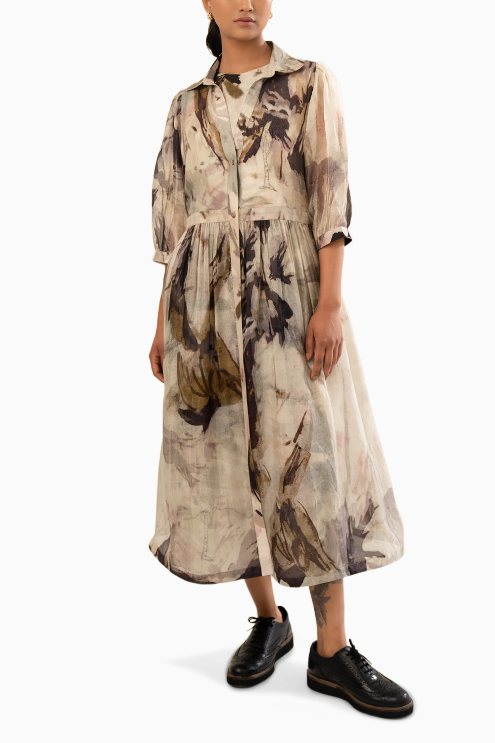 Scattered Petals Organza Jacket and Printed Jumpsuit