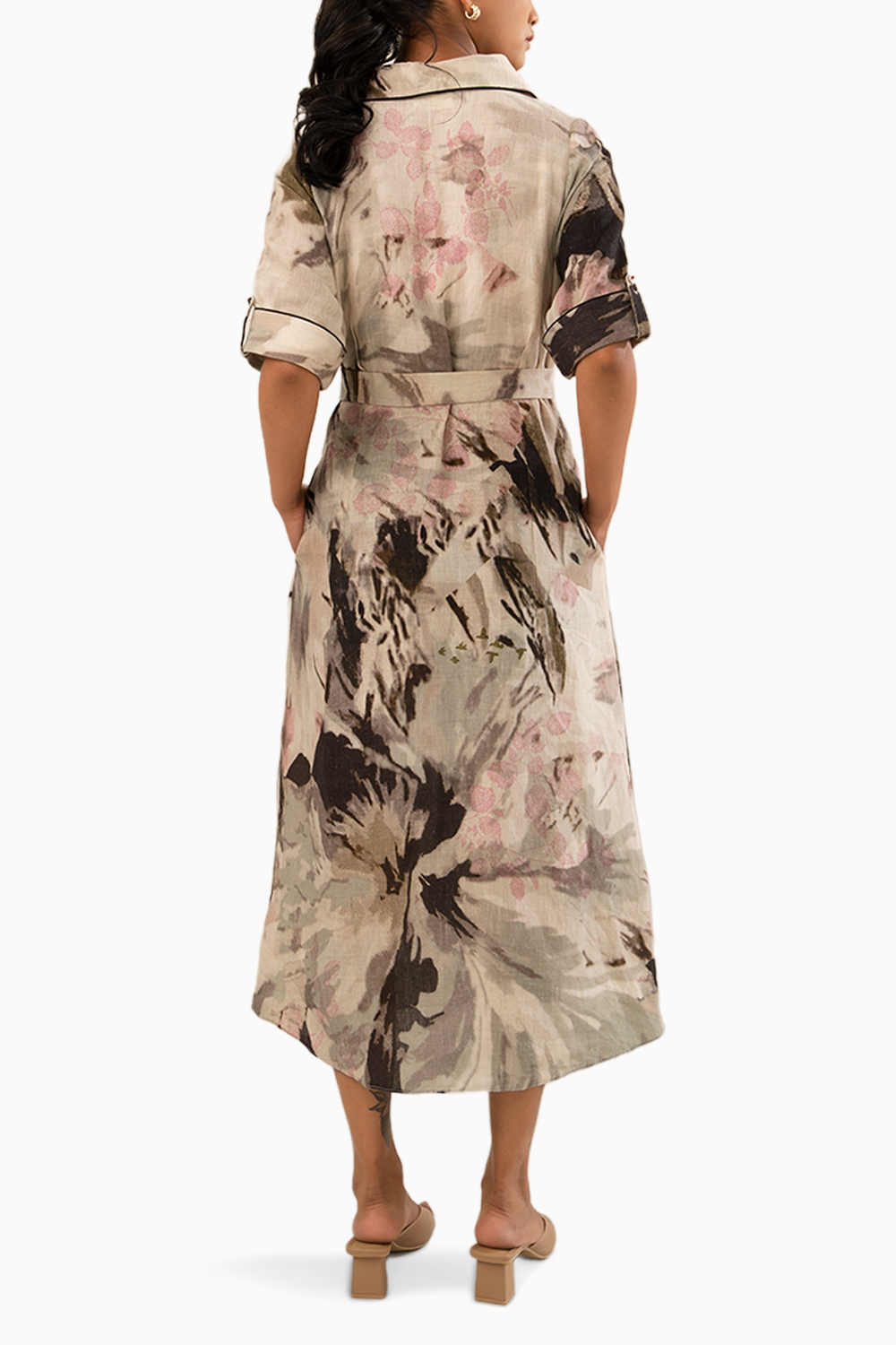 Scattered Petals Print Shirt Dress