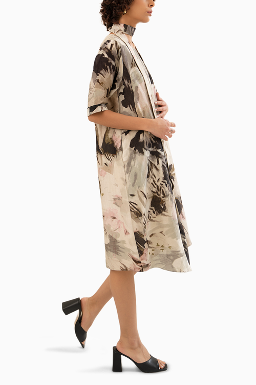 Scattered Petals Chanderi Asymmetrical Dress