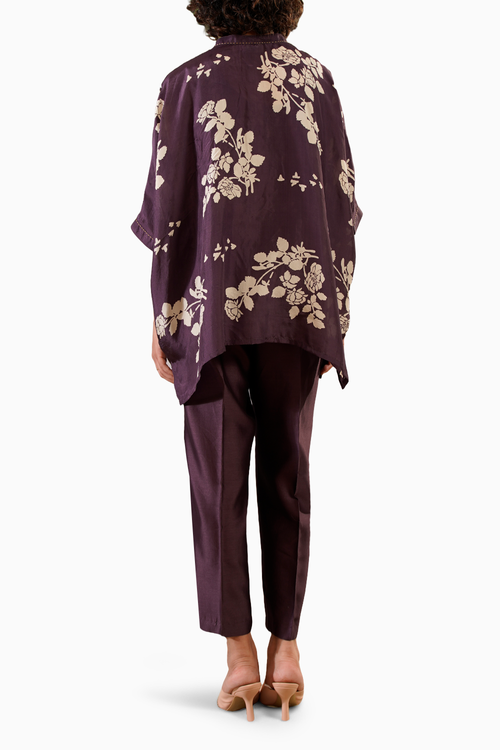 Lavender Discharge Print Kaftan Top and Straight Pant