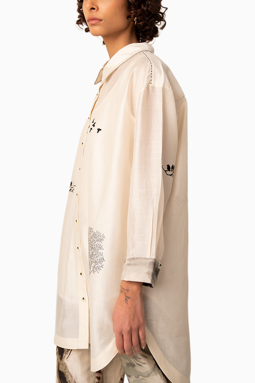 Ivory Embroidered Chanderi Shirt and Pants