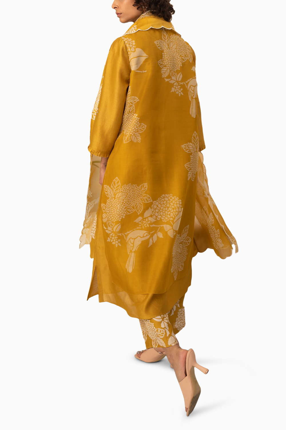 Ochre Floral Double Layered Tunic and Pant