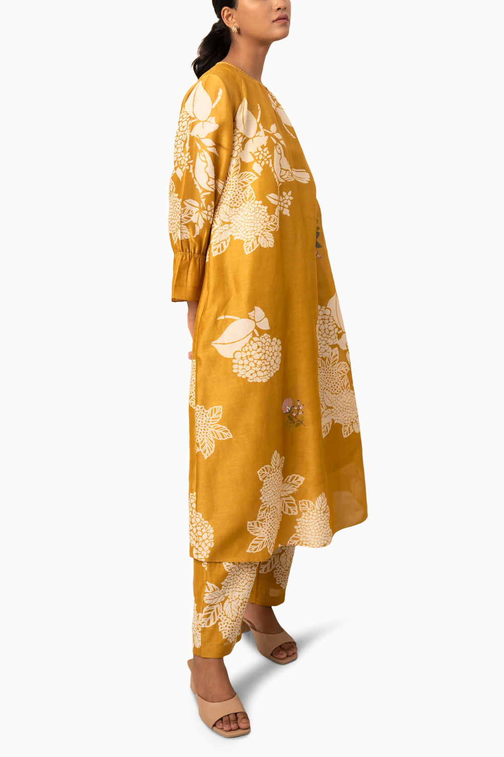 Ochre Floral Printed Tunic And Pant