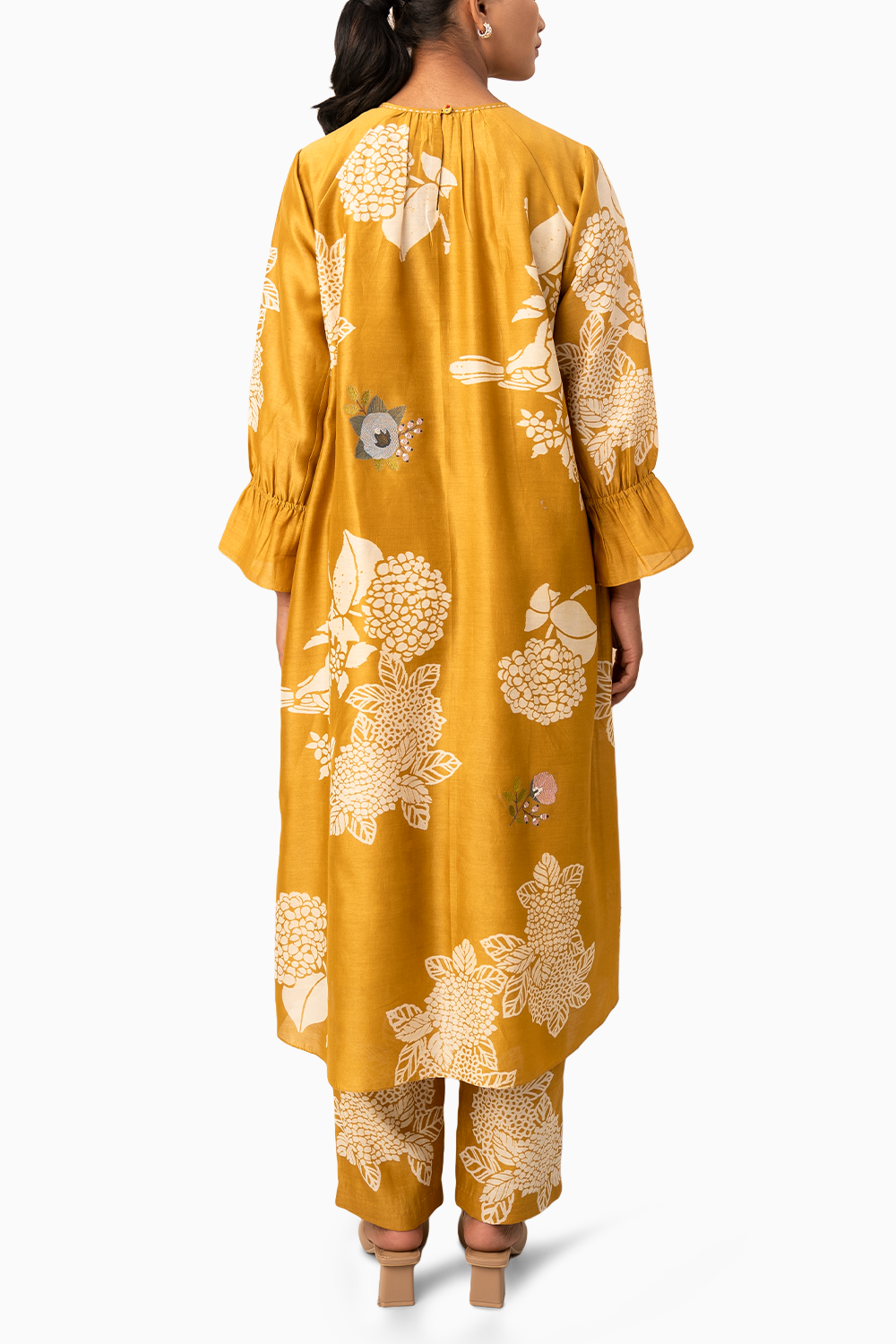 Ochre Floral Printed Tunic And Pant