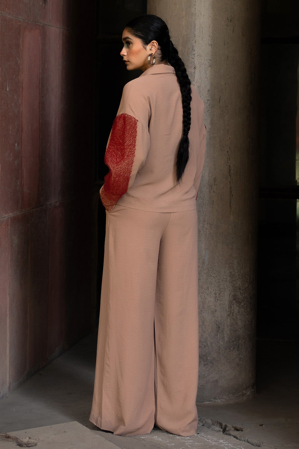Brown Loop Button Co-ord Set