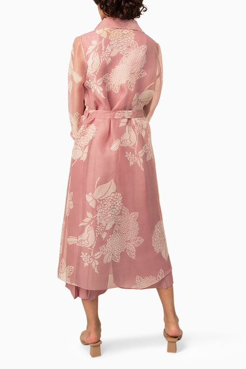 Lavender Organza Printed Jacket and Solid Jumpsuit