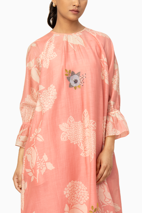 Pink Floral Printed Tunic and Pant