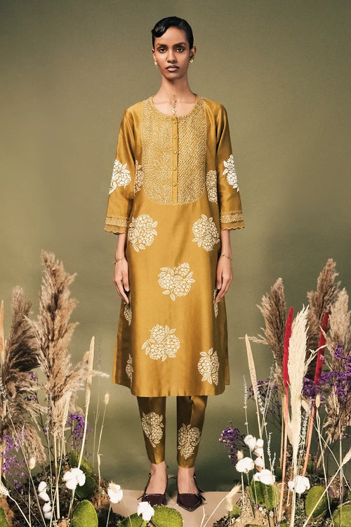 Moss Green Embroidered Kurta Set