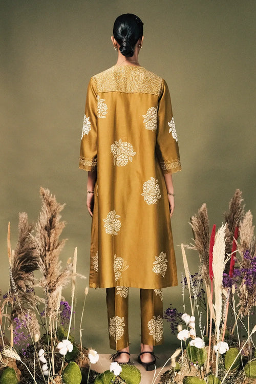 Moss Green Embroidered Kurta Set