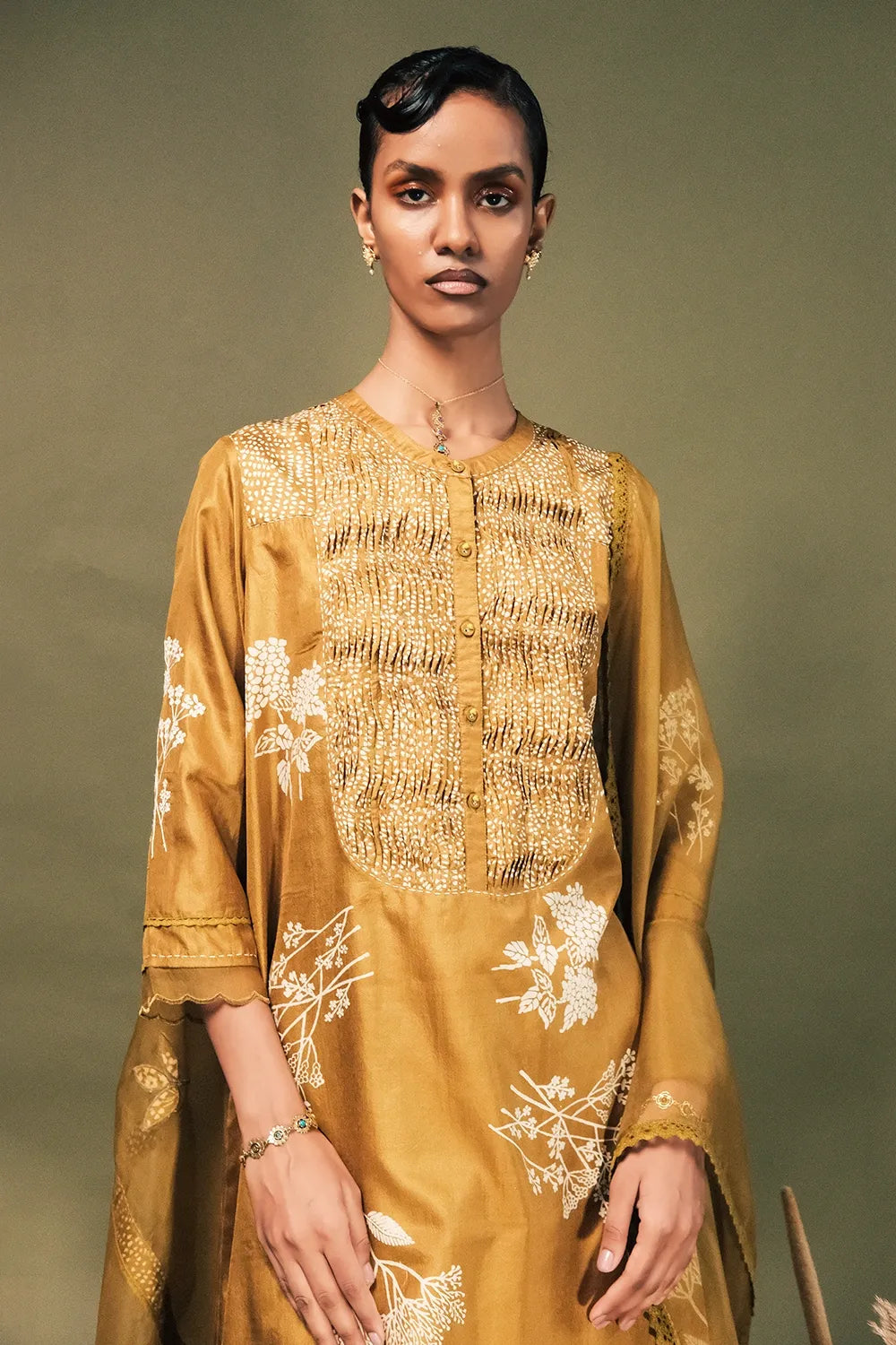 Moss Green Silk Kurta Set