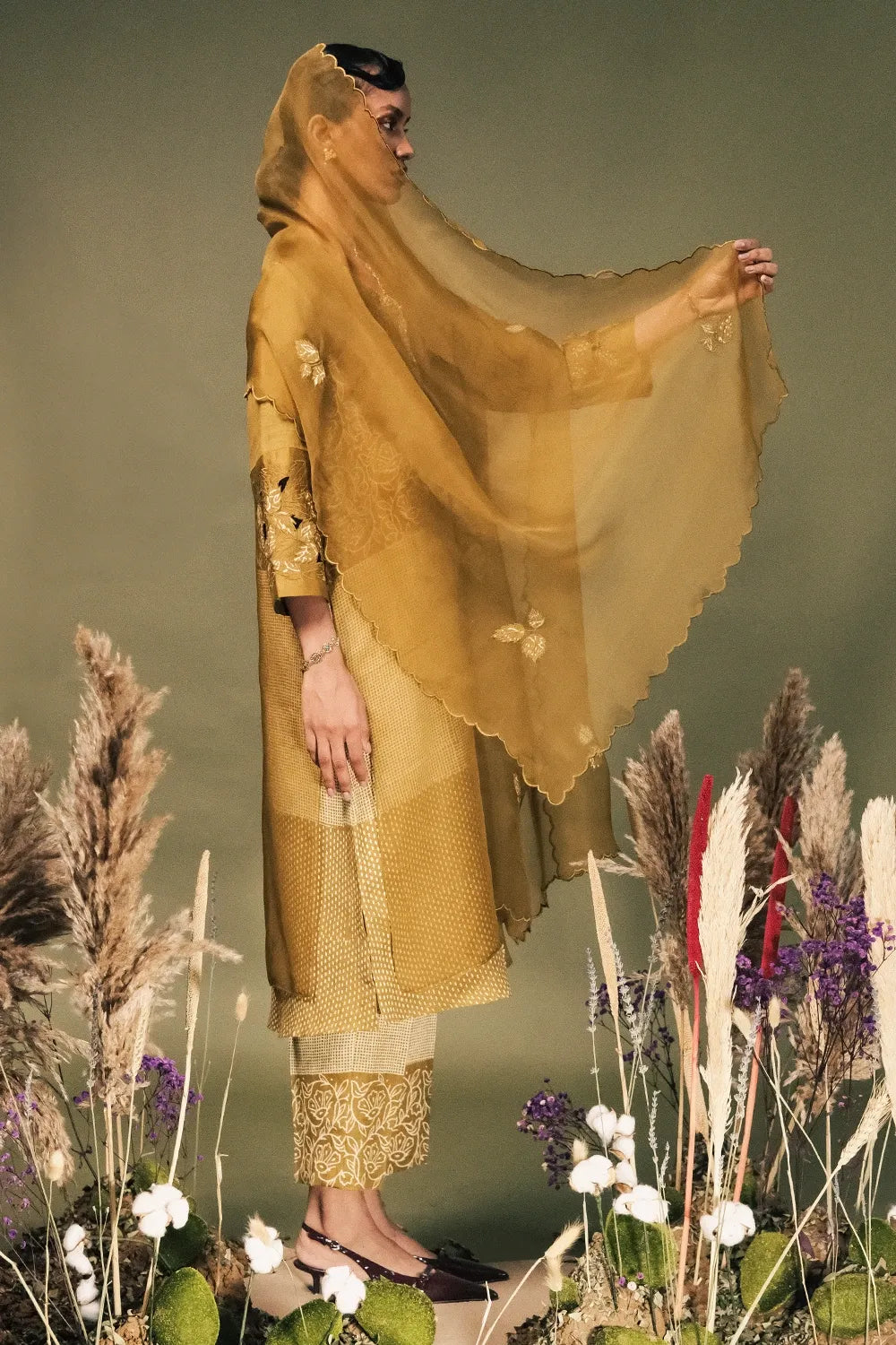 Moss Green Printed Kurta Set