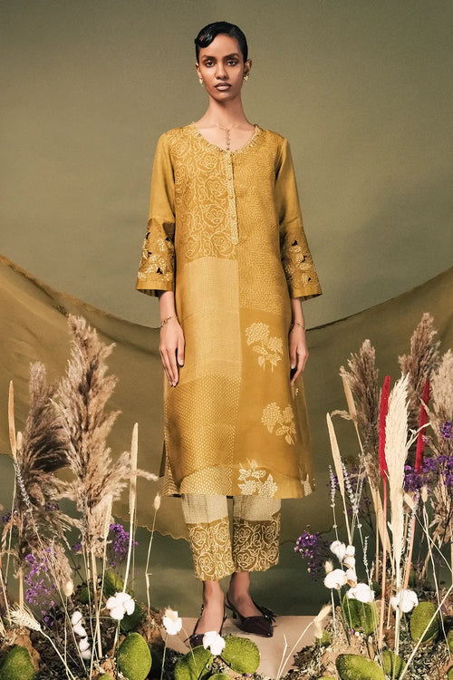 Moss Green Printed Kurta Set