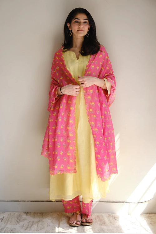 Canary Pintuck Kurta Set