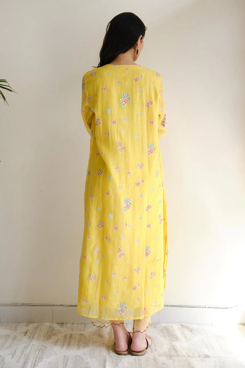Lemon Block Kurta Set