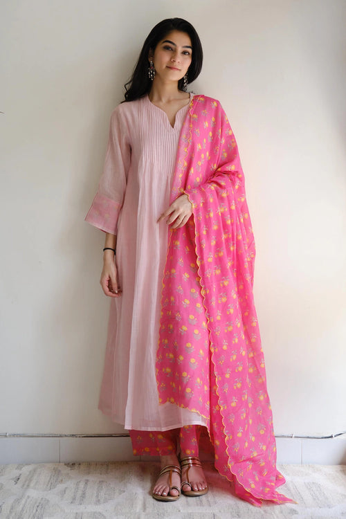 Blush Pintuck Kurta Set