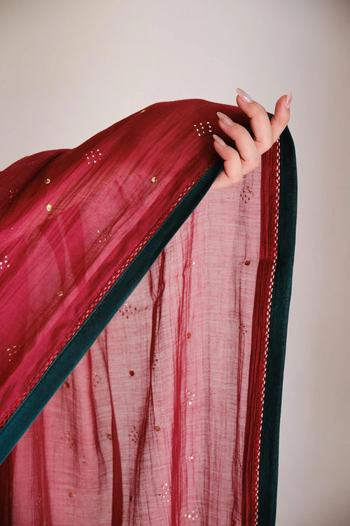 Maroon Mukaish Saree