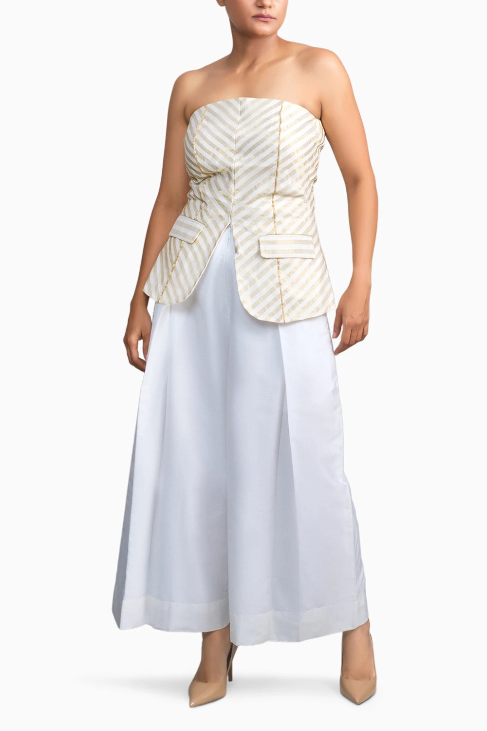 Chanderi Silk White Trousers