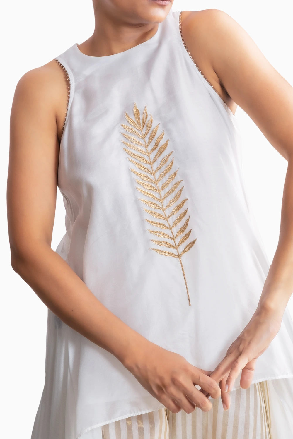 Chanderi Gold Leaf Hi-lo Top