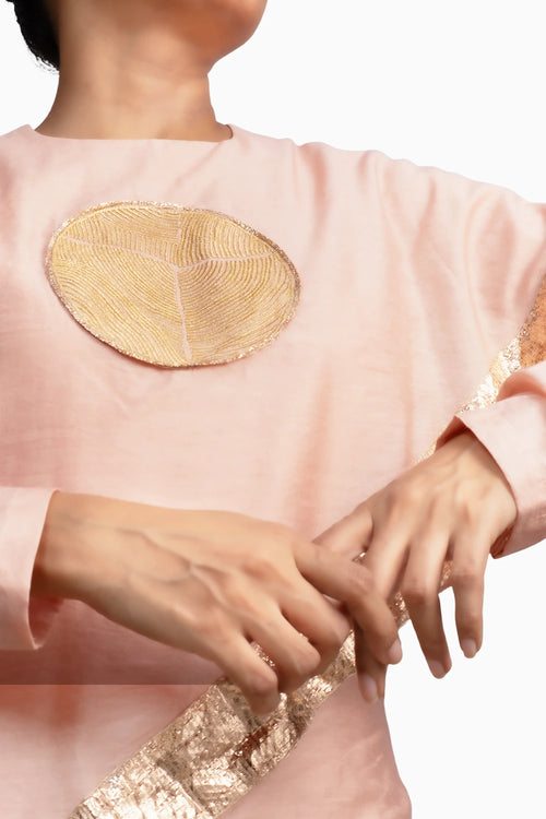 Peach Handloom Drape Dress