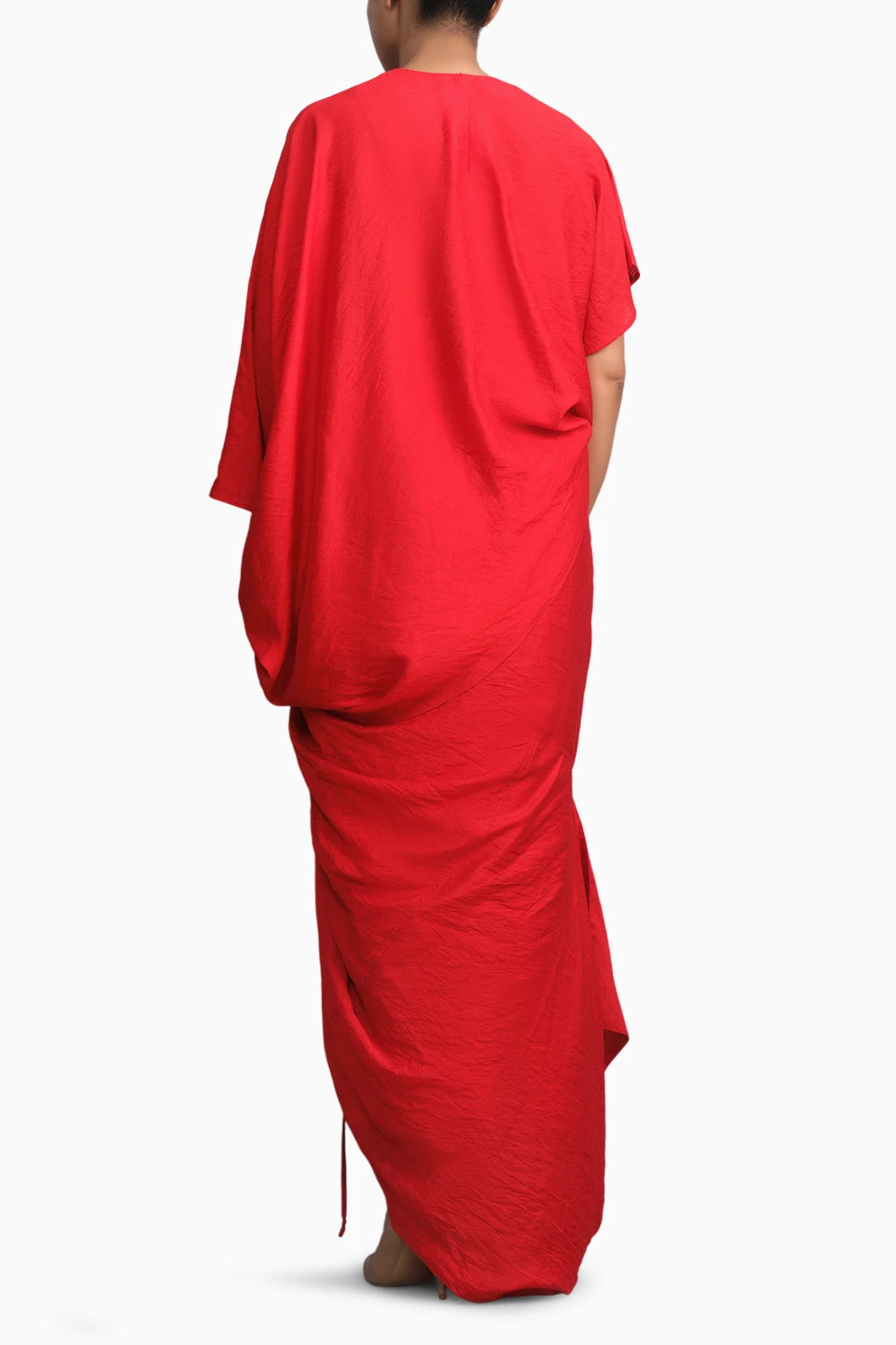 Vermilion Red Chanderi Drape Co-ord Set