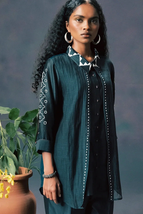 Indigo Chanderi Co-ord Set