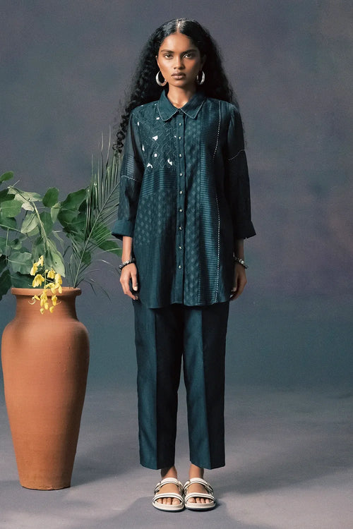 Indigo Lace Shirt and Pant Set