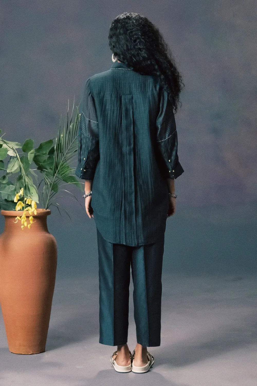Indigo Lace Shirt and Pant Set