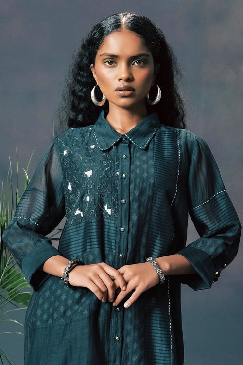 Indigo Lace Shirt and Pant Set