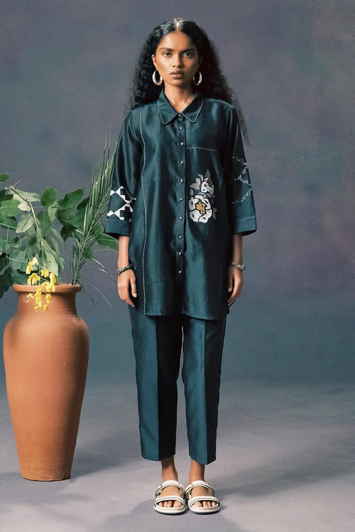 Indigo Embroidered Co-ord Set