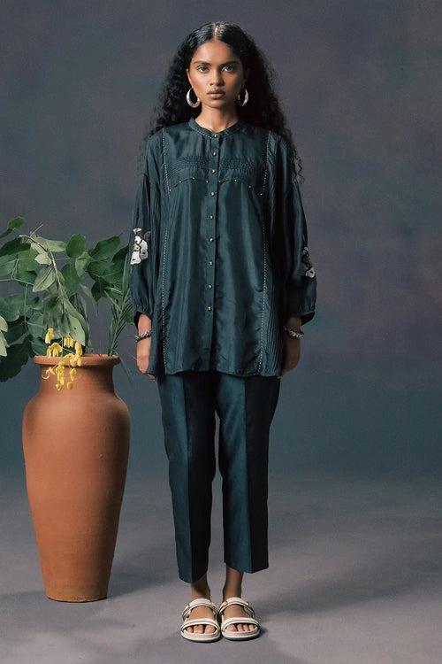 Indigo Silk Co-ord Set