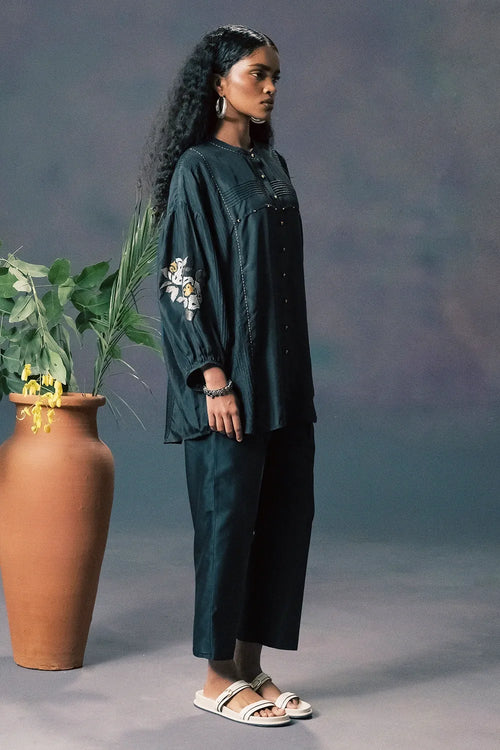 Indigo Silk Co-ord Set