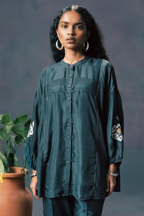 Indigo Silk Co-ord Set