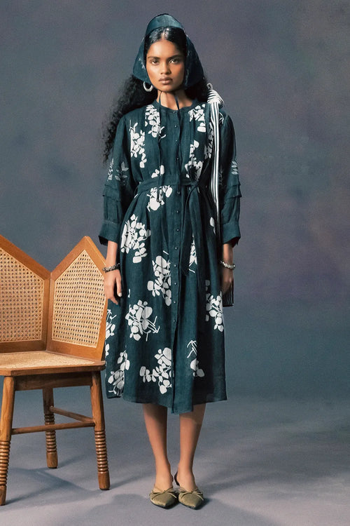 Indigo Embroidered Dress