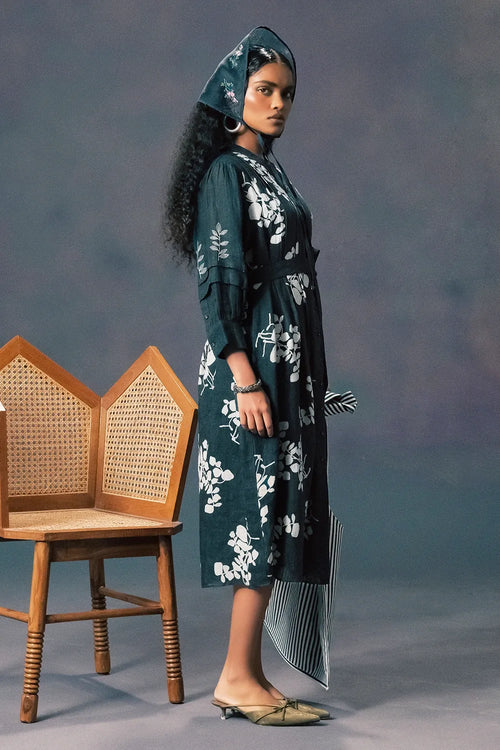 Indigo Embroidered Dress