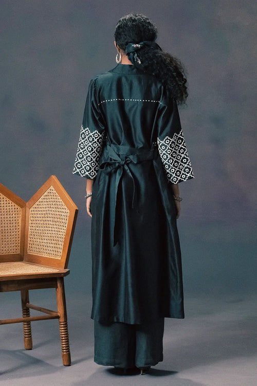 Indigo Embroidered Jacket and Co-ord Set