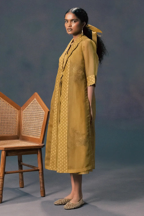 Moss Green Dress With Jacket