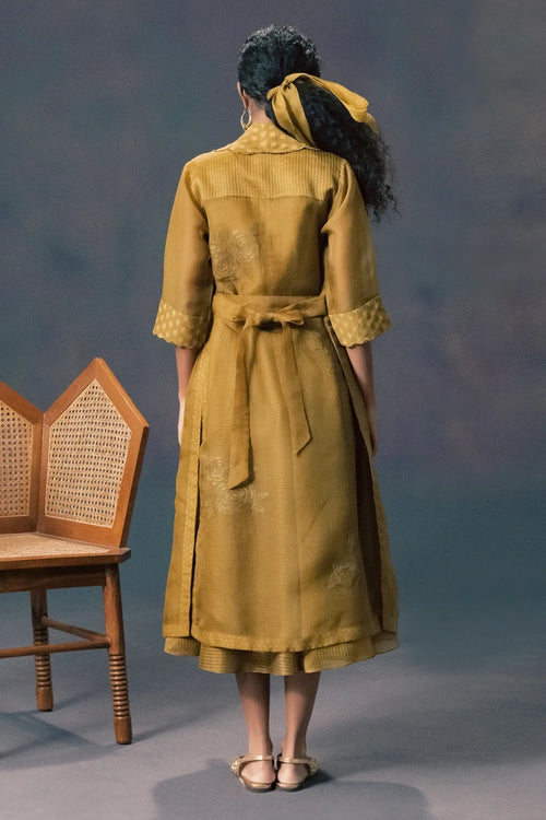 Moss Green Dress With Jacket