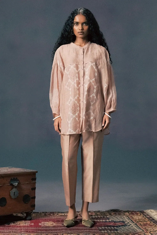 Mocha Mousse Chanderi Co-ord Set