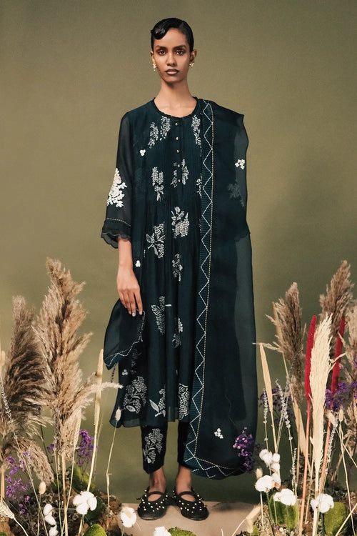 Indigo Pleated Tunic Set